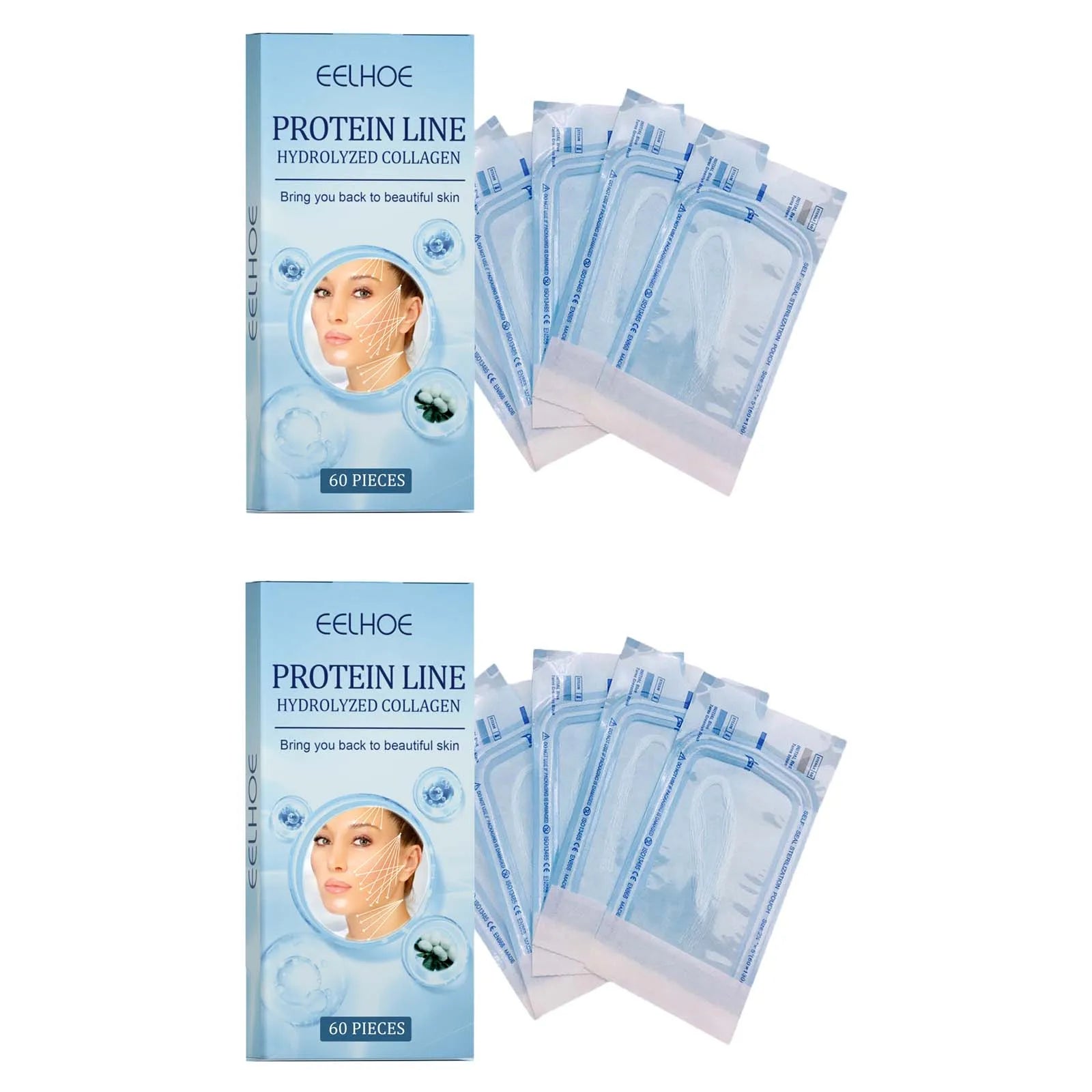 60-Piece Gold Protein Line Collagen No-Needle Facial Filler – Fade Wrinkles & Firm Skin Serum