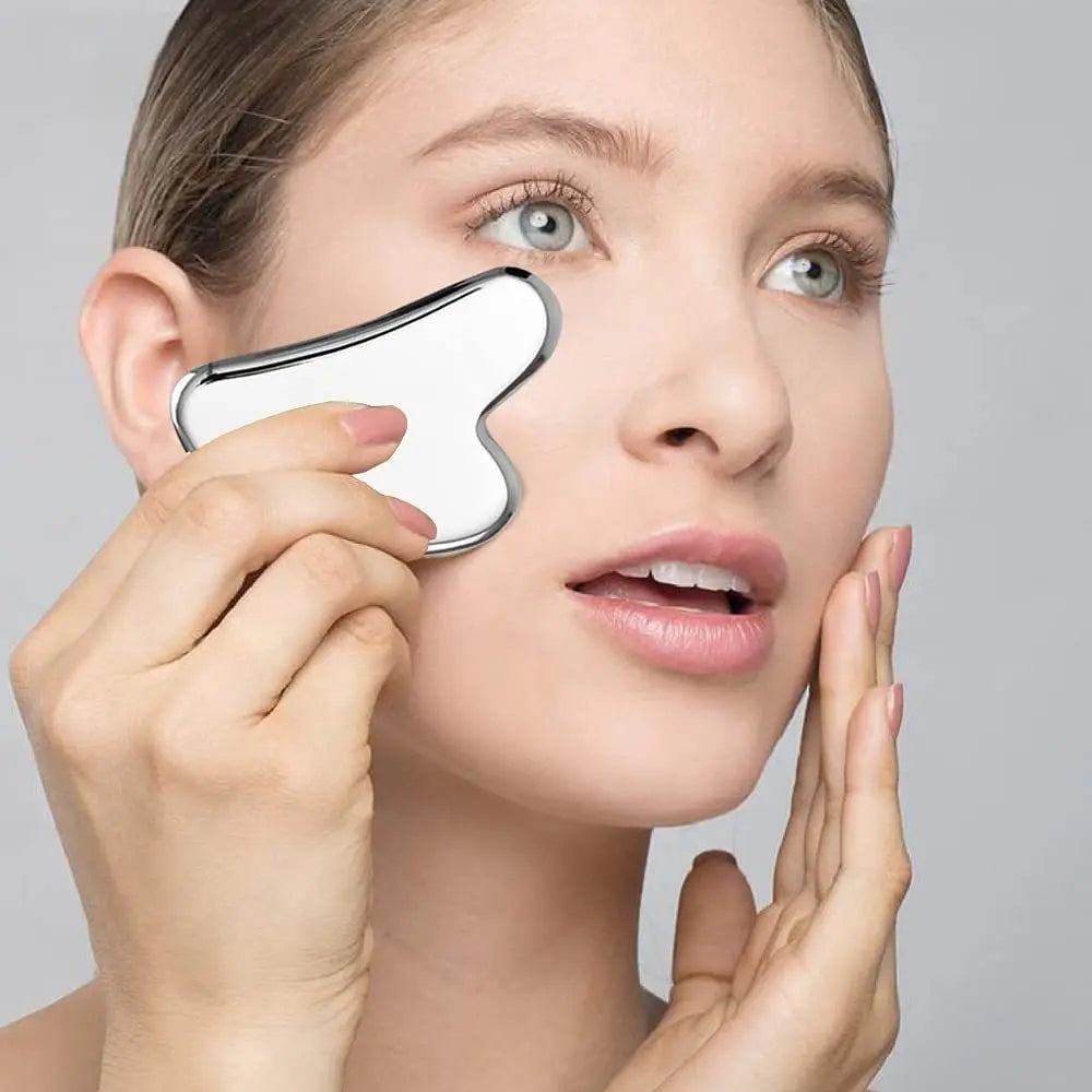 Stainless Steel Gua Sha – Facial, Neck & Body Massage Tool for Skin Care