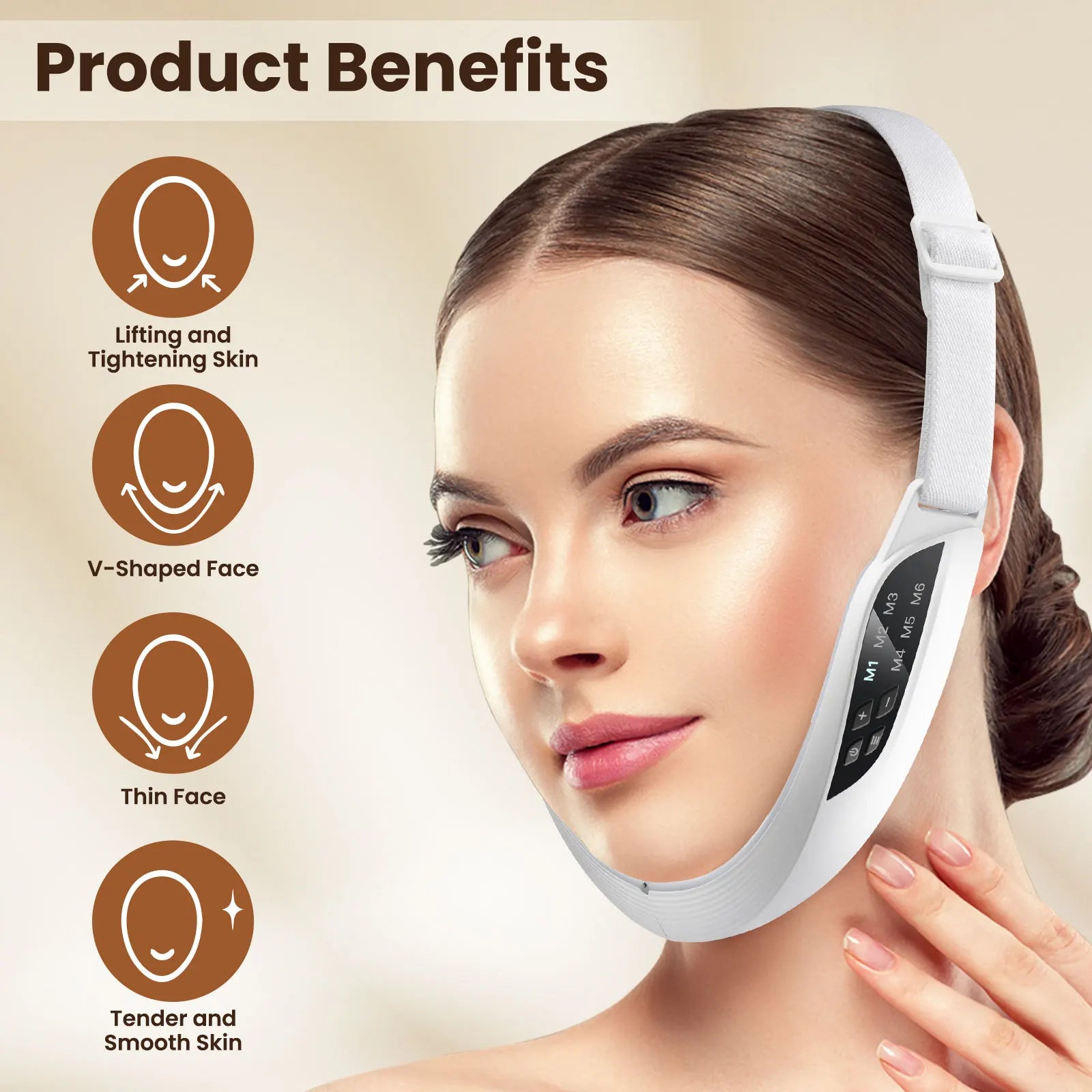 Electric Facial Lifting Device – 6 Modes, 8 Levels EMS Microcurrent Massager
