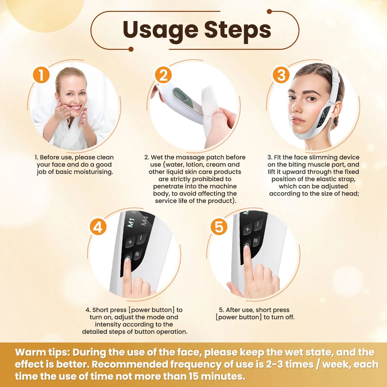 Electric Facial Lifting Device – 6 Modes, 8 Levels EMS Microcurrent Massager