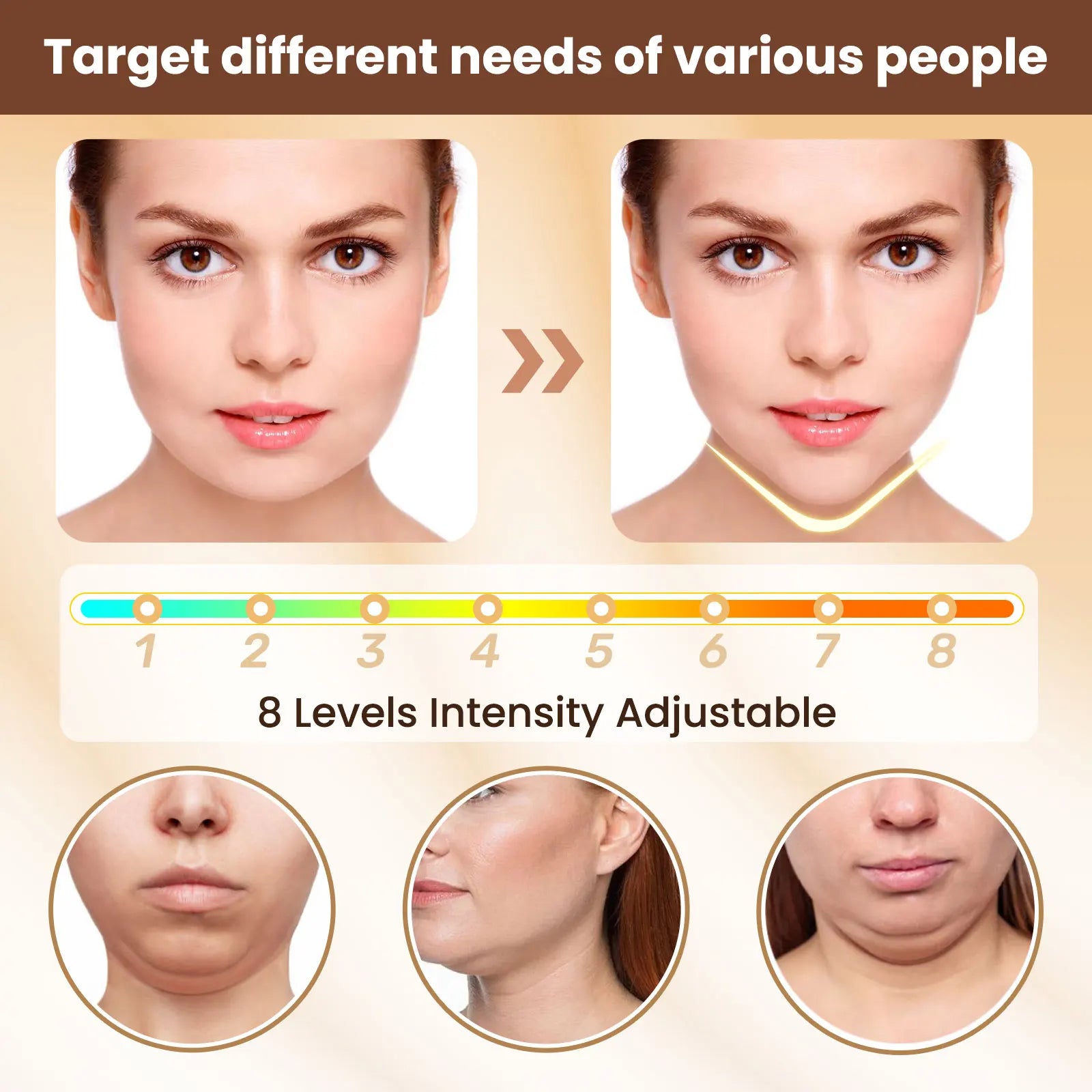 Electric Facial Lifting Device – 6 Modes, 8 Levels EMS Microcurrent Massager