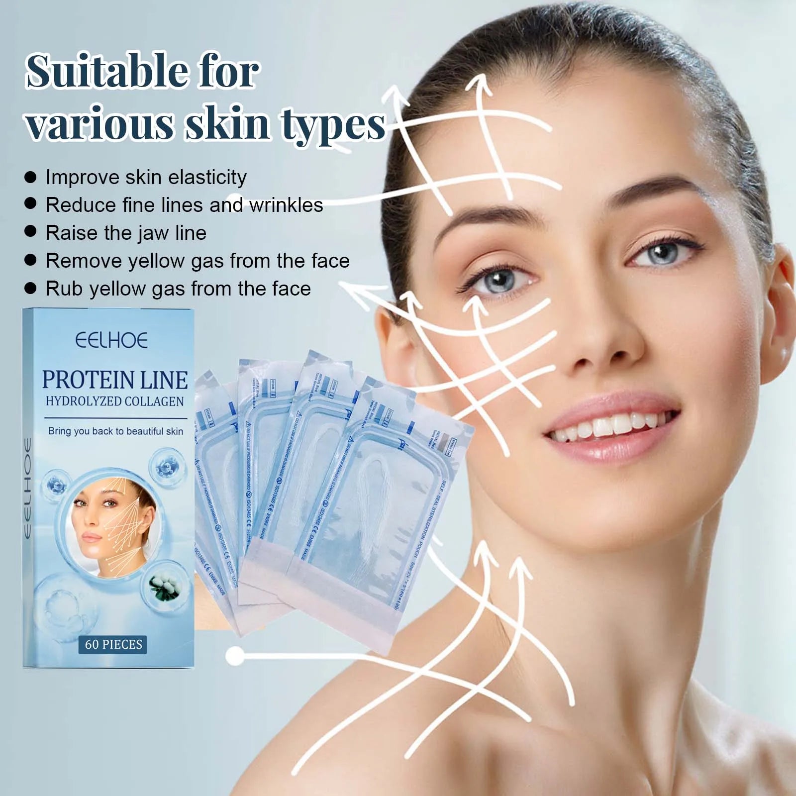 60-Piece Gold Protein Line Collagen No-Needle Facial Filler – Fade Wrinkles & Firm Skin Serum