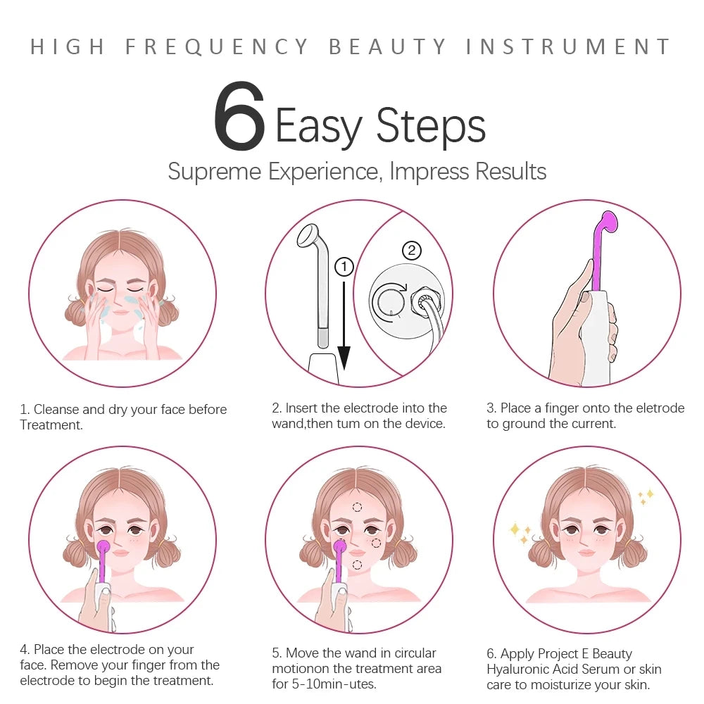 Portable High Frequency Skin Therapy Wand – Professional Facial & Hair Care Device